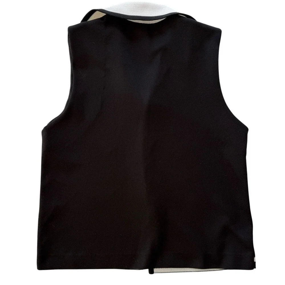 Vintage 70s Graphic Knit‎ Vest Black White ILGWU Scandinavian Folk Women's M